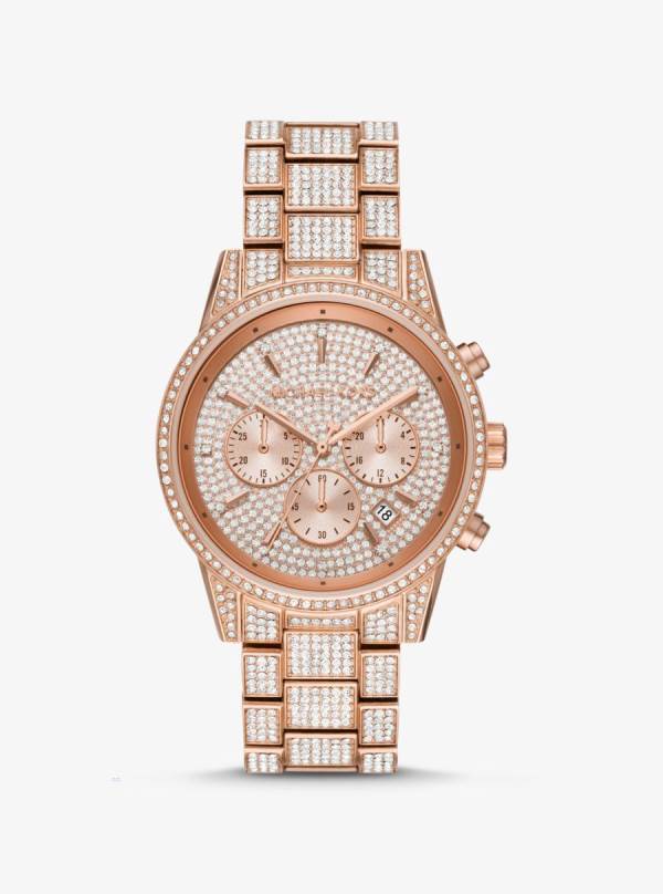 Damske Rose Gold-tone Hodinky Michael Kors Ritz Pavé Ruzove Zlate - Hodinky Michael Kors Outlet | GHFSZ-9683